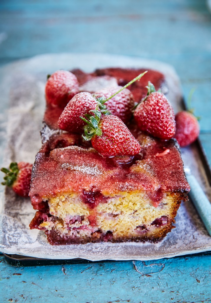 strawberry and rose-water tea cake
